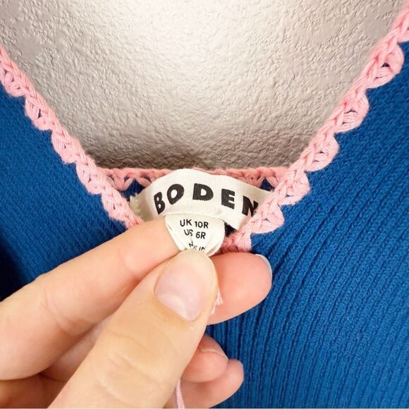 Boden Blue Knit Mini Sun Dress Spaghetti Strap New Size 6 - Picture 7 of 8